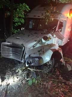 Fuel Tank Leak Causes Road Closure After Tractor-Trailer Crashes Off Rockland Roadway