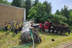 Septic Truck Flips, Dump Truck Crashes Into Trees On Route 7 Near MD Border: State Police