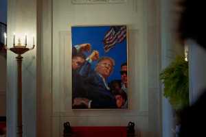 Trump Replaces Obama White House Portrait With Bloodied Painting Of Assassination Attempt